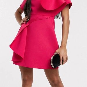 Pink skater ruffle cocktail dress size 0
